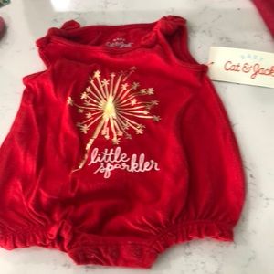 Cat and Jack Red "Little Sparker" knit bubble NWT. Newborn